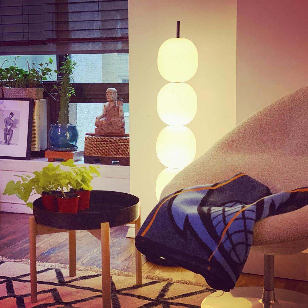 Modern Hand Blown Glass Globe Floor Lamp with Premium Black Marble Base