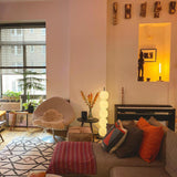 Modern Hand Blown Glass Globe Floor Lamp with Premium Black Marble Base
