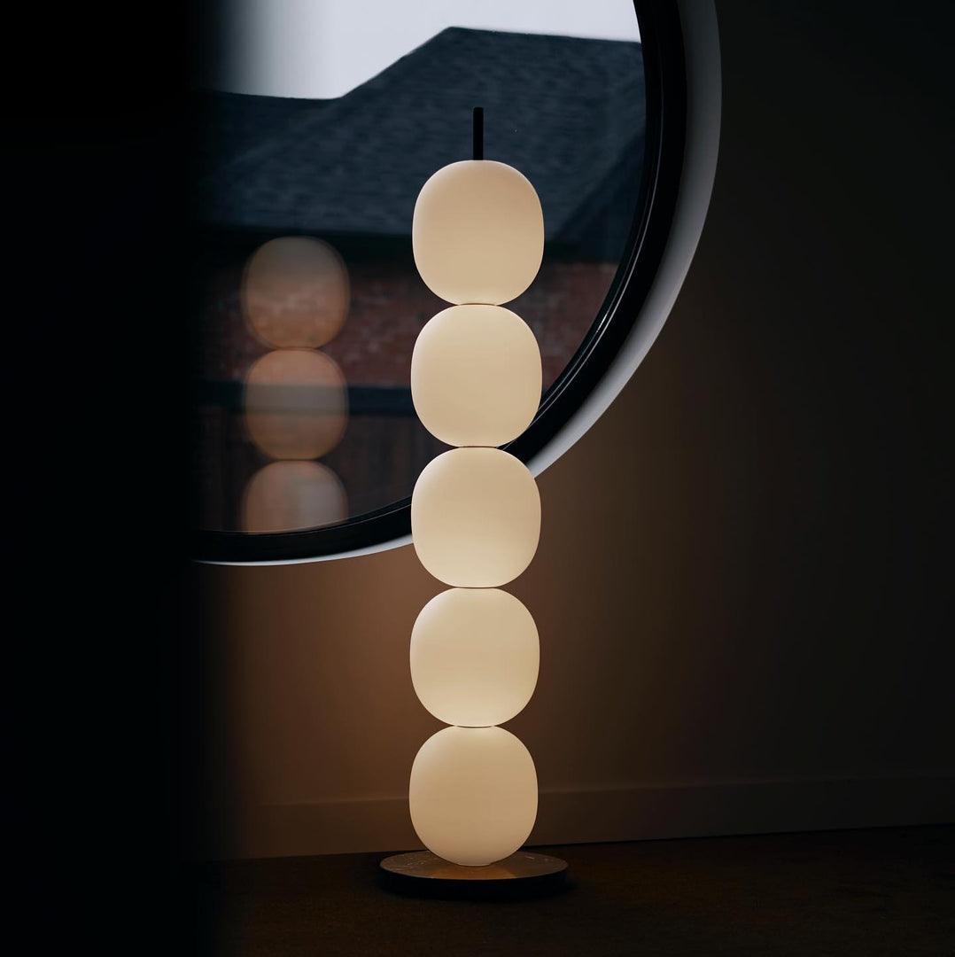 Modern Hand Blown Glass Globe Floor Lamp with Premium Black Marble Base