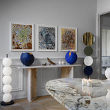 Modern Hand Blown Glass Globe Floor Lamp with Premium Black Marble Base