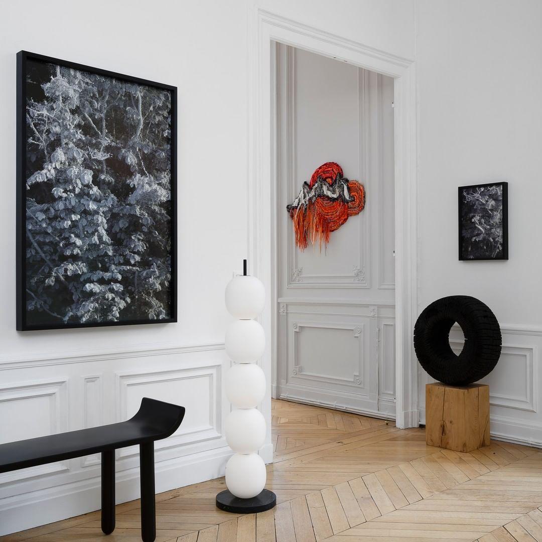 Modern Hand Blown Glass Globe Floor Lamp with Premium Black Marble Base