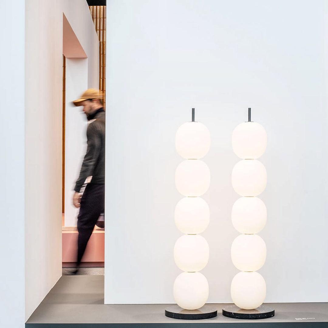 Modern Hand Blown Glass Globe Floor Lamp with Premium Black Marble Base