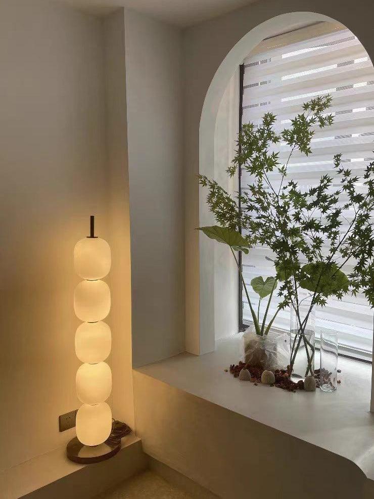 Modern Hand Blown Glass Globe Floor Lamp with Premium Black Marble Base