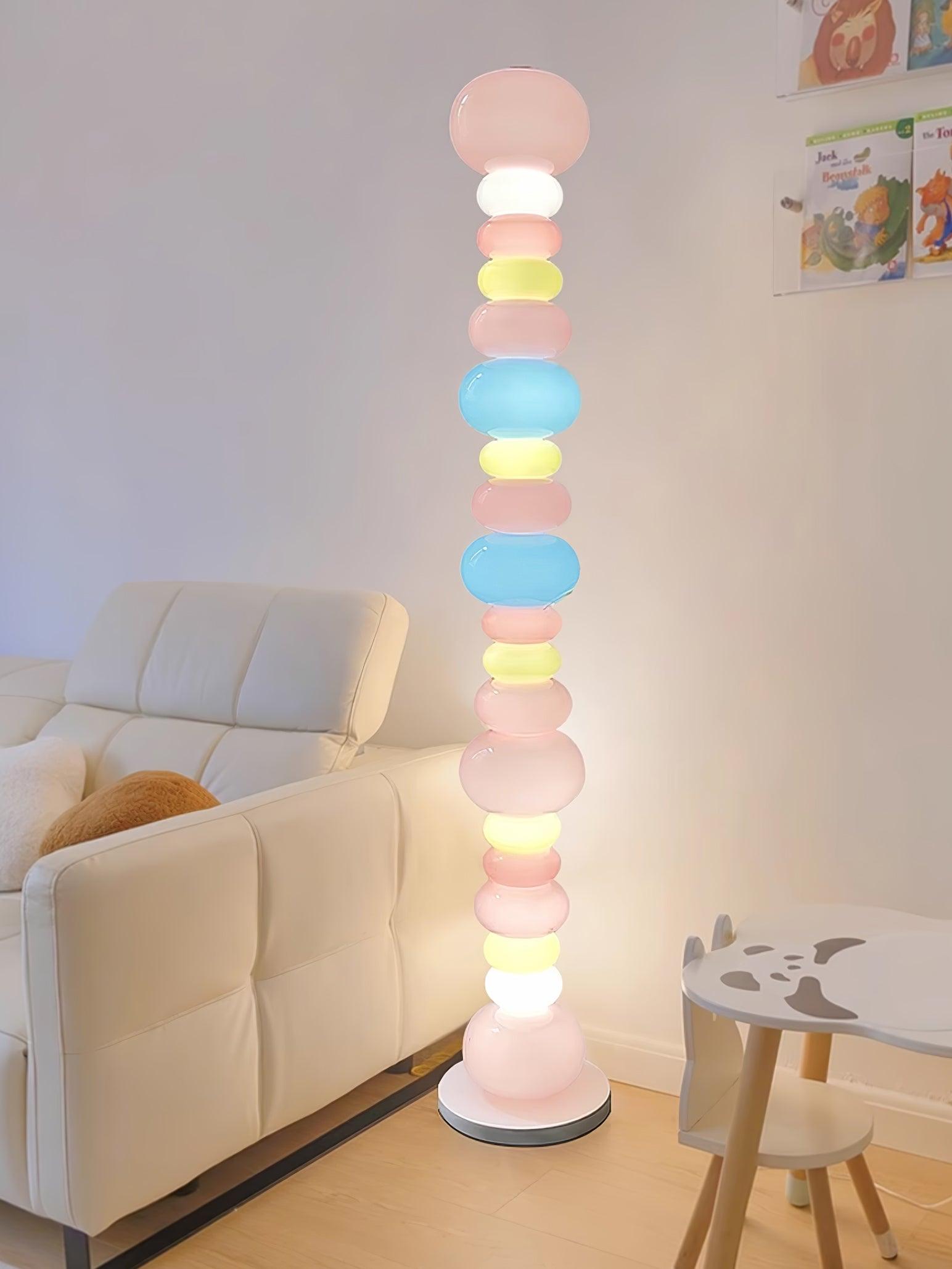 Modern Candy Glass Sphere Floor Lamp with Elegant Marble Base for Ambient Lighting