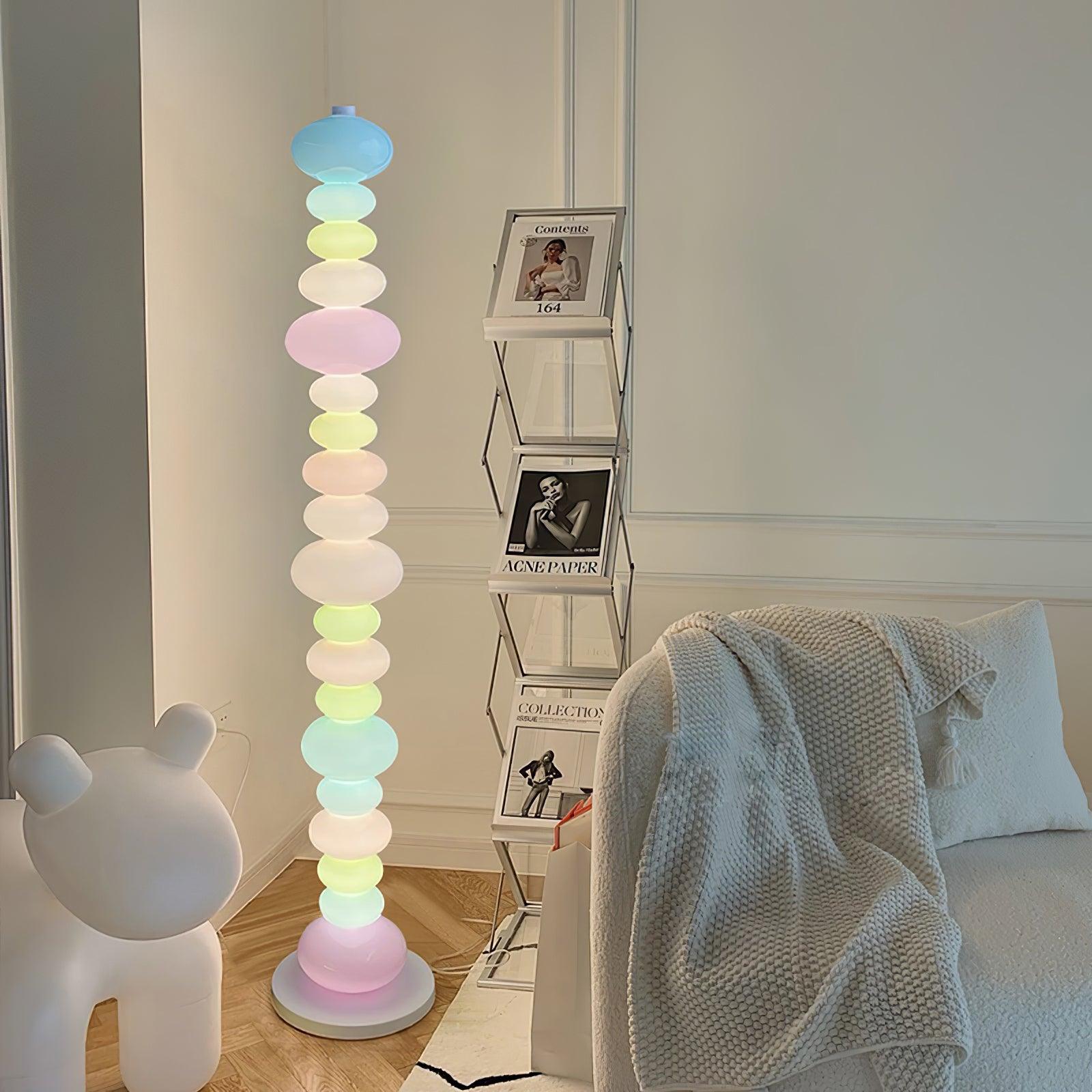 Modern Candy Glass Sphere Floor Lamp with Elegant Marble Base for Ambient Lighting