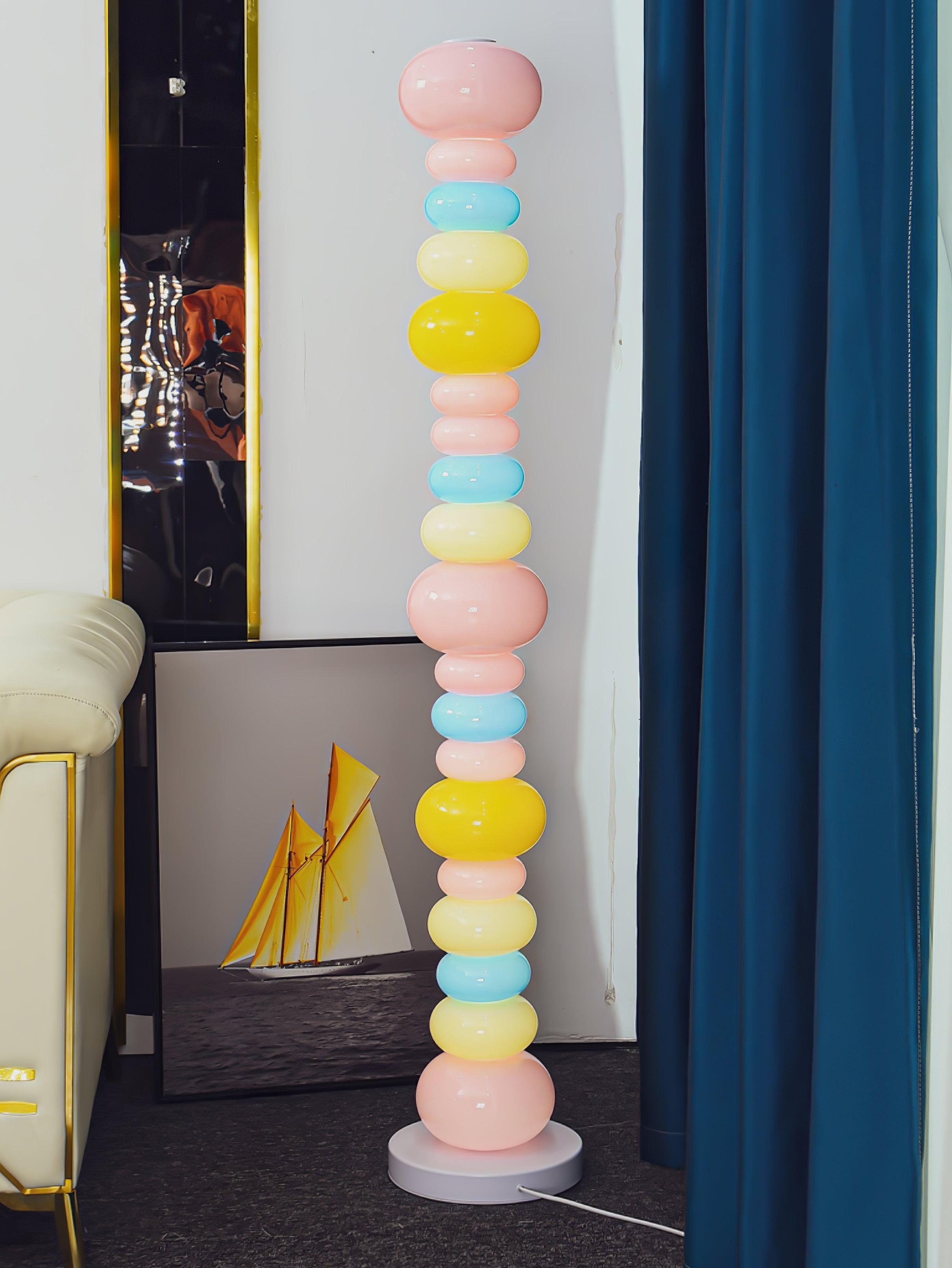 Modern Candy Glass Sphere Floor Lamp with Elegant Marble Base for Ambient Lighting