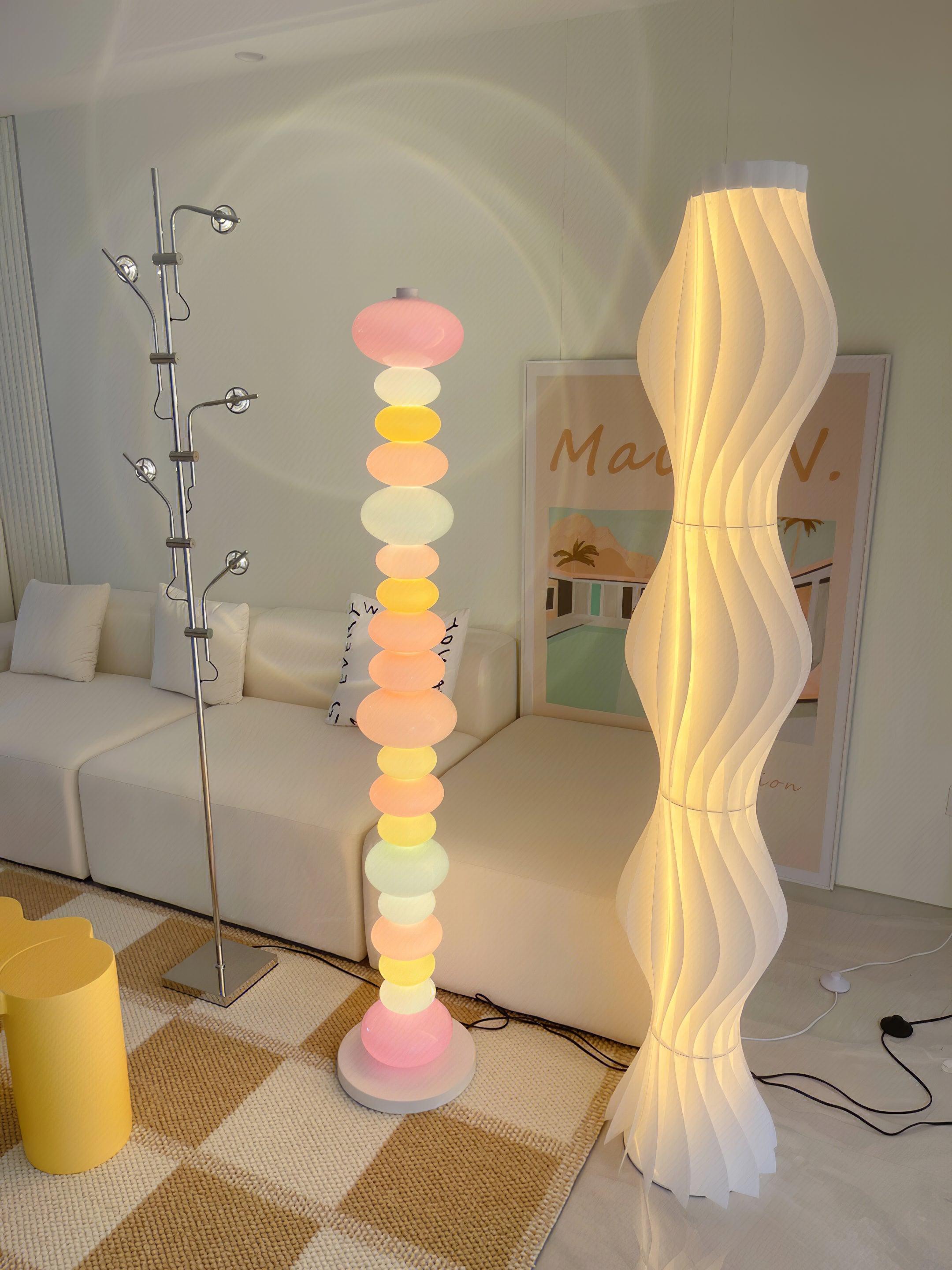 Modern Candy Glass Sphere Floor Lamp with Elegant Marble Base for Ambient Lighting