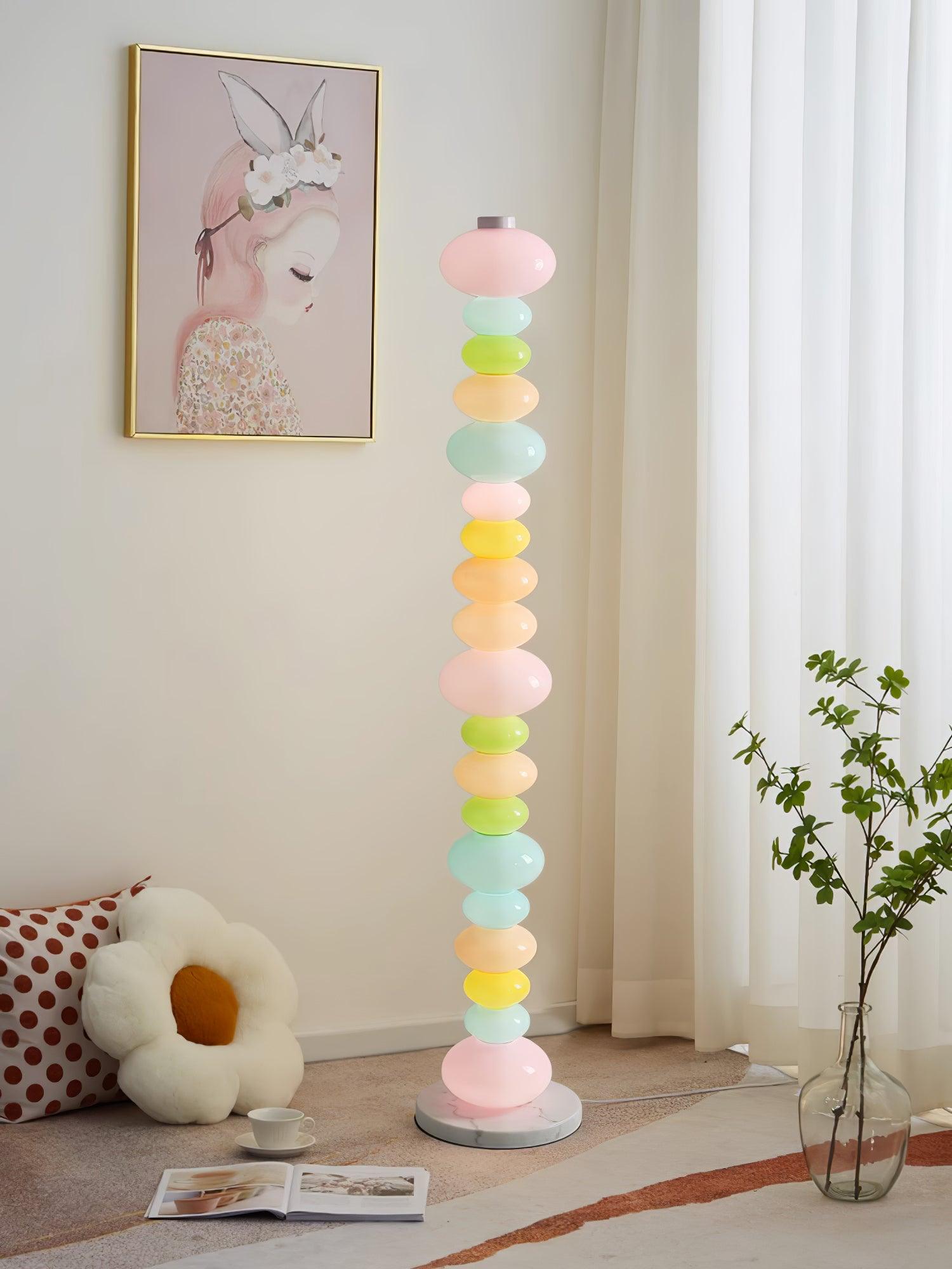 Modern Candy Glass Sphere Floor Lamp with Elegant Marble Base for Ambient Lighting