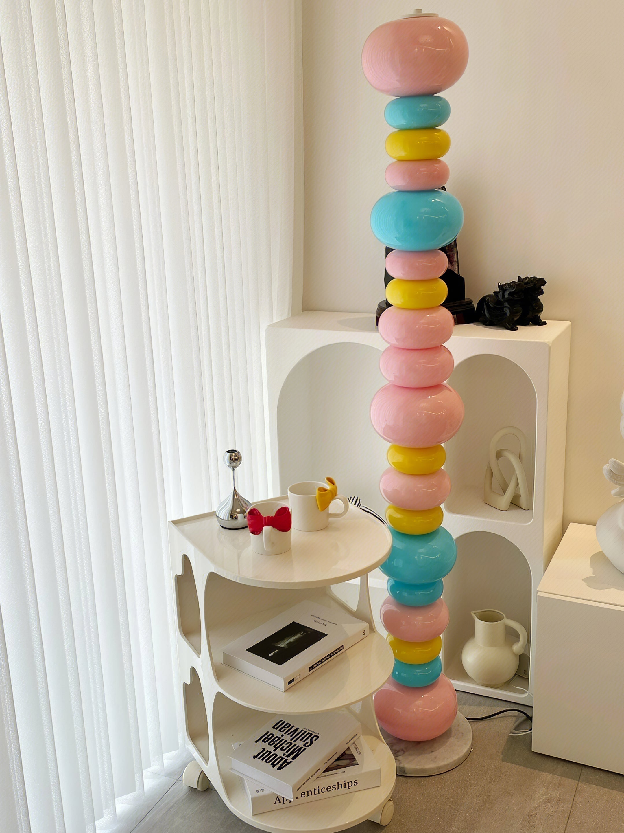 Modern Candy Glass Sphere Floor Lamp with Elegant Marble Base for Ambient Lighting