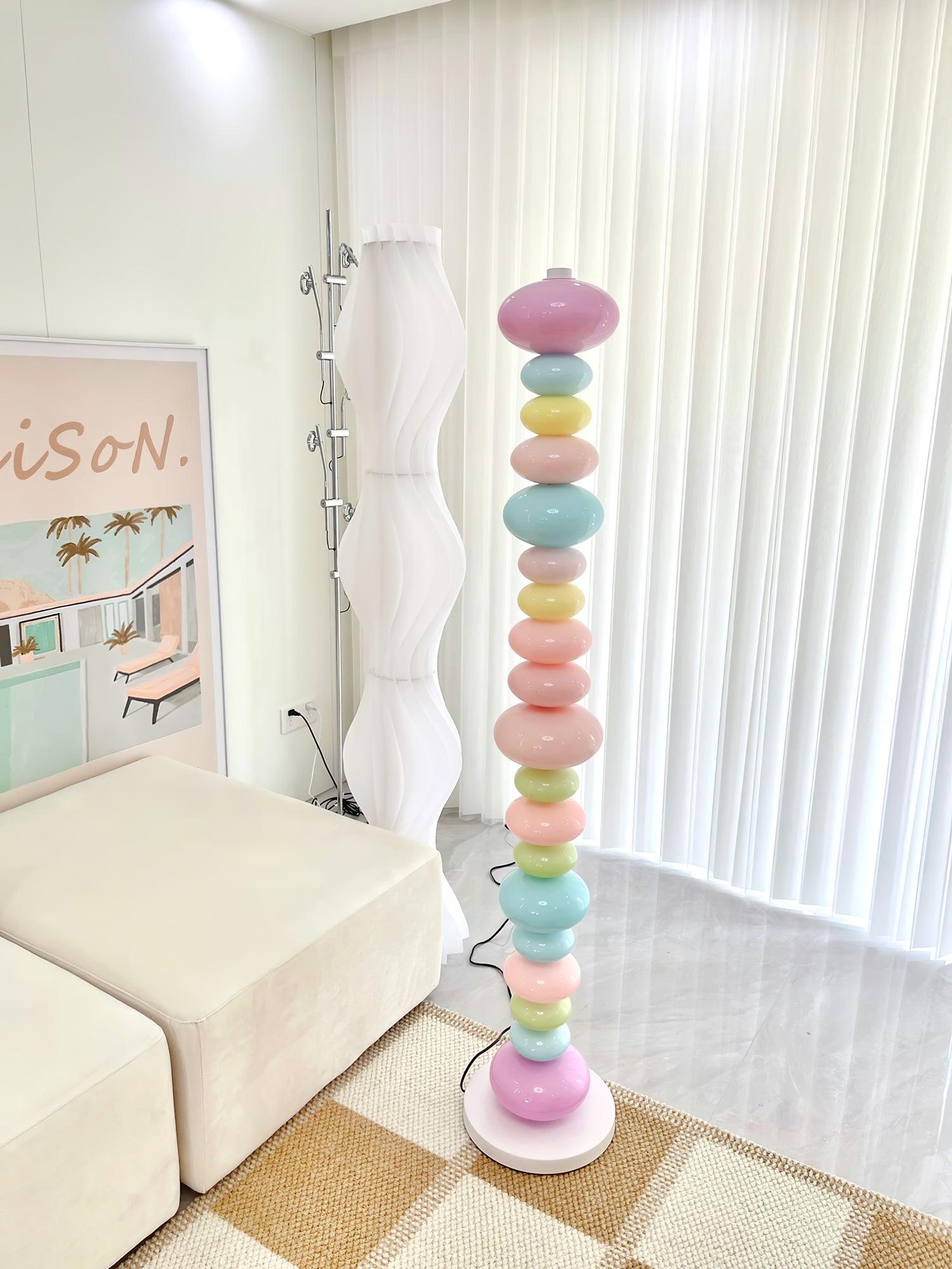 Modern Candy Glass Sphere Floor Lamp with Elegant Marble Base for Ambient Lighting