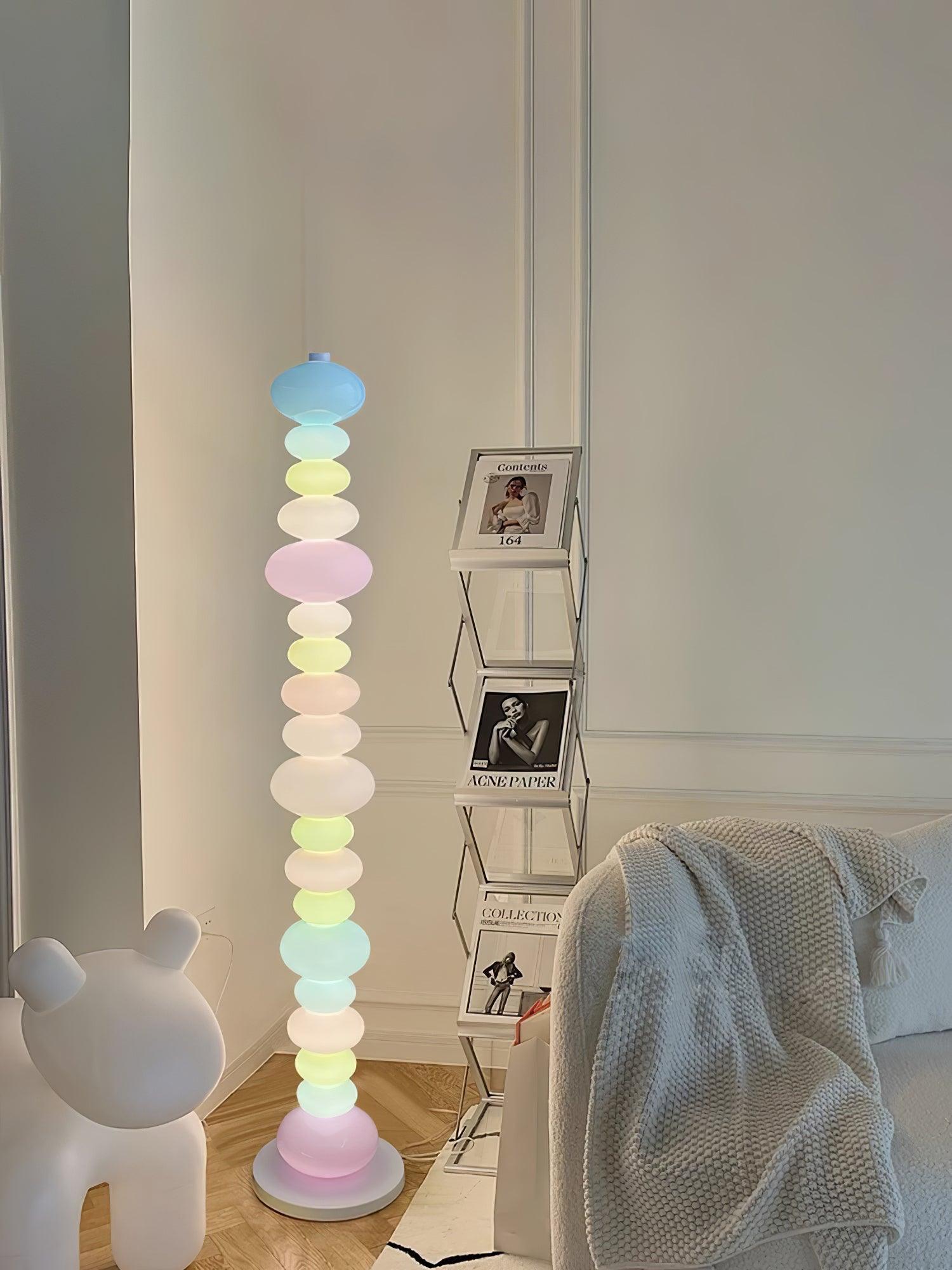 Modern Candy Glass Sphere Floor Lamp with Elegant Marble Base for Ambient Lighting