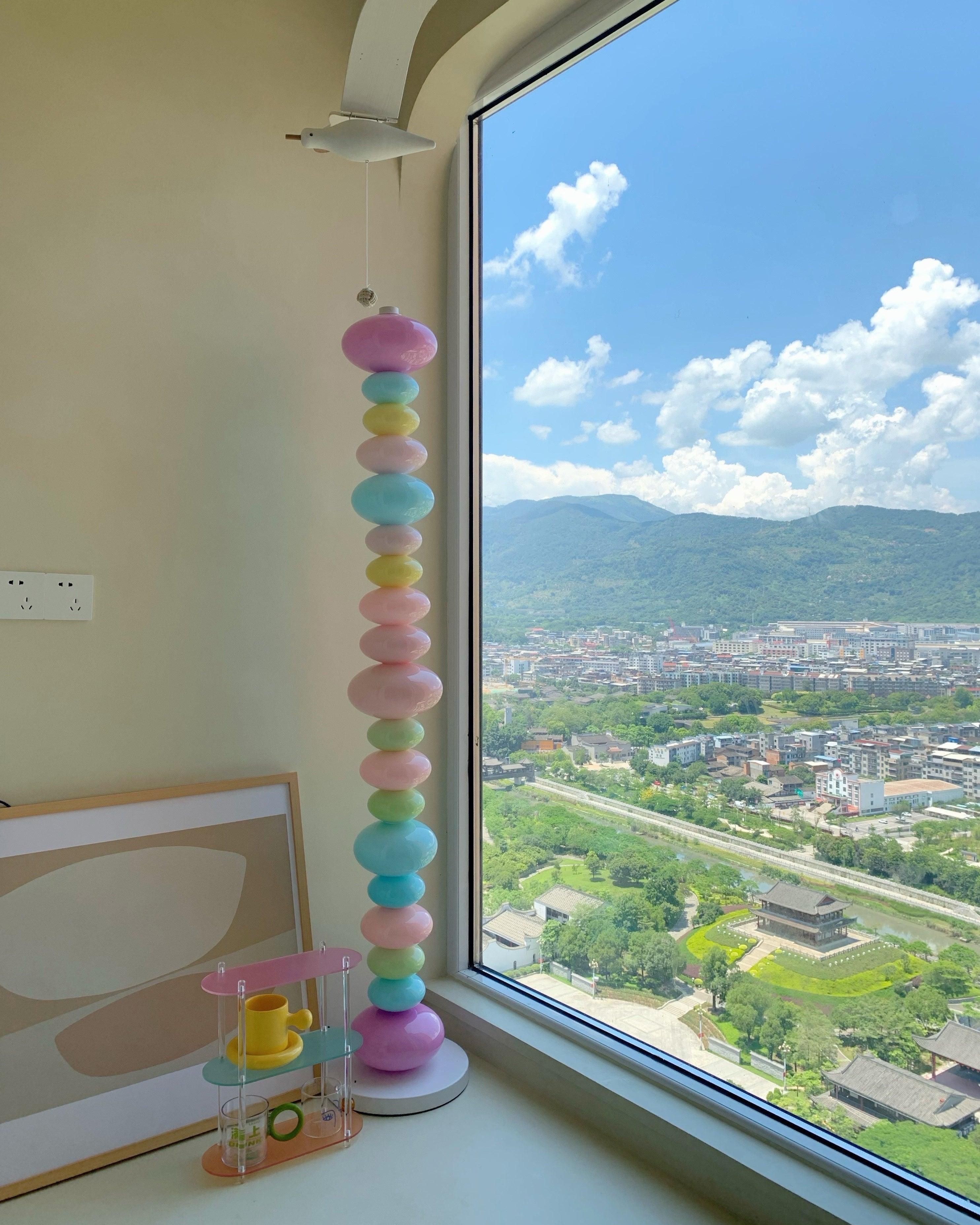 Modern Candy Glass Sphere Floor Lamp with Elegant Marble Base for Ambient Lighting