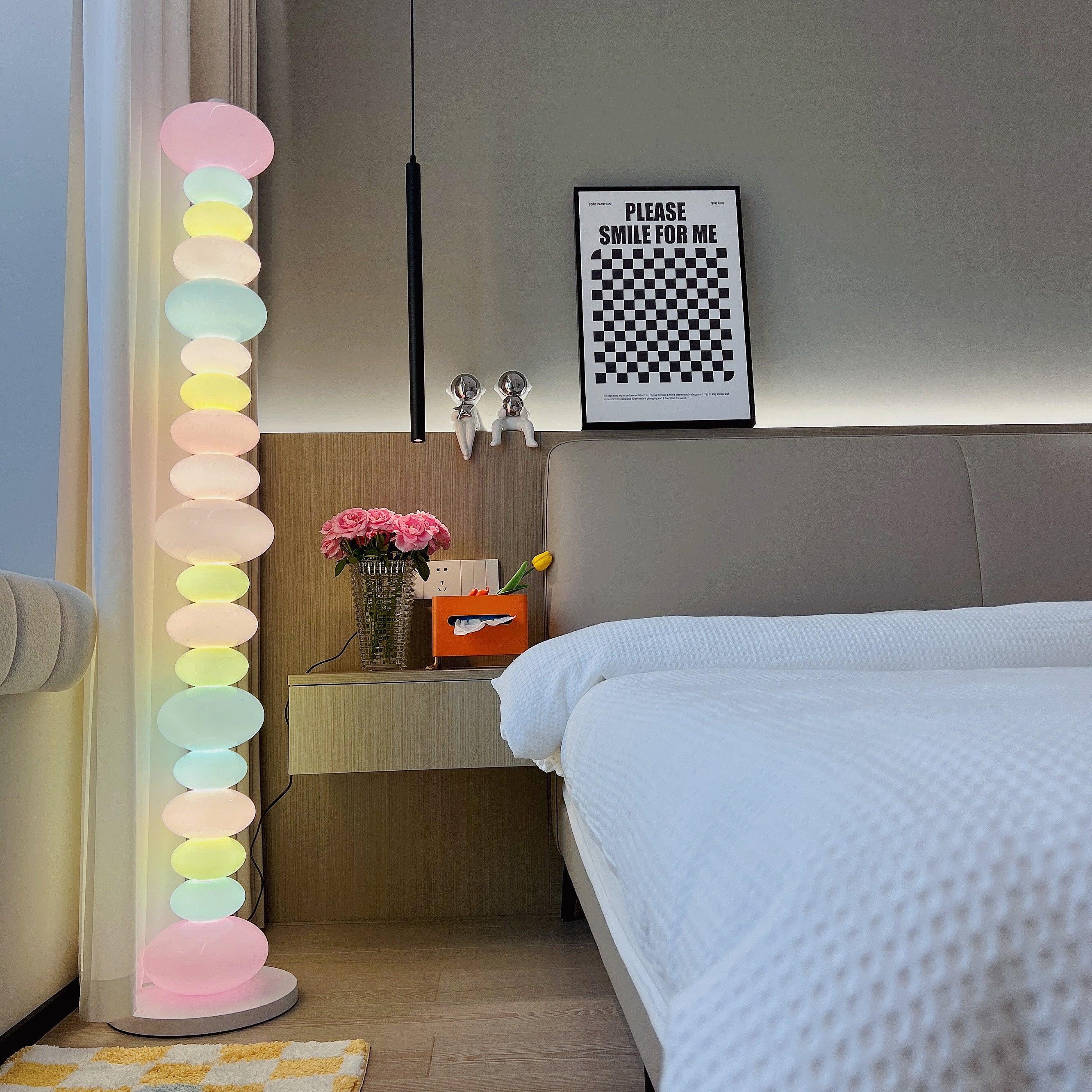 Modern Candy Glass Sphere Floor Lamp with Elegant Marble Base for Ambient Lighting