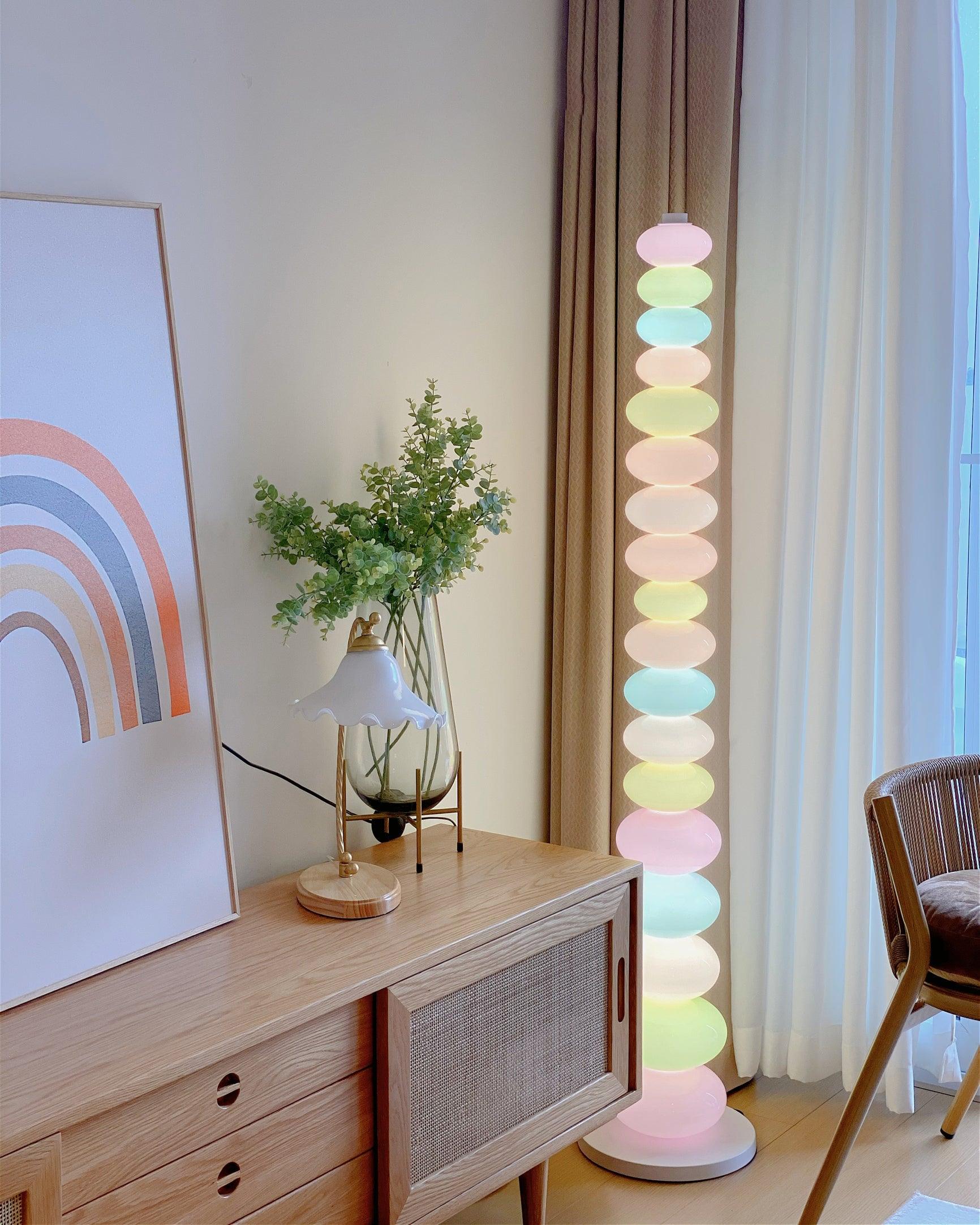 Modern Candy Glass Sphere Floor Lamp with Elegant Marble Base for Ambient Lighting