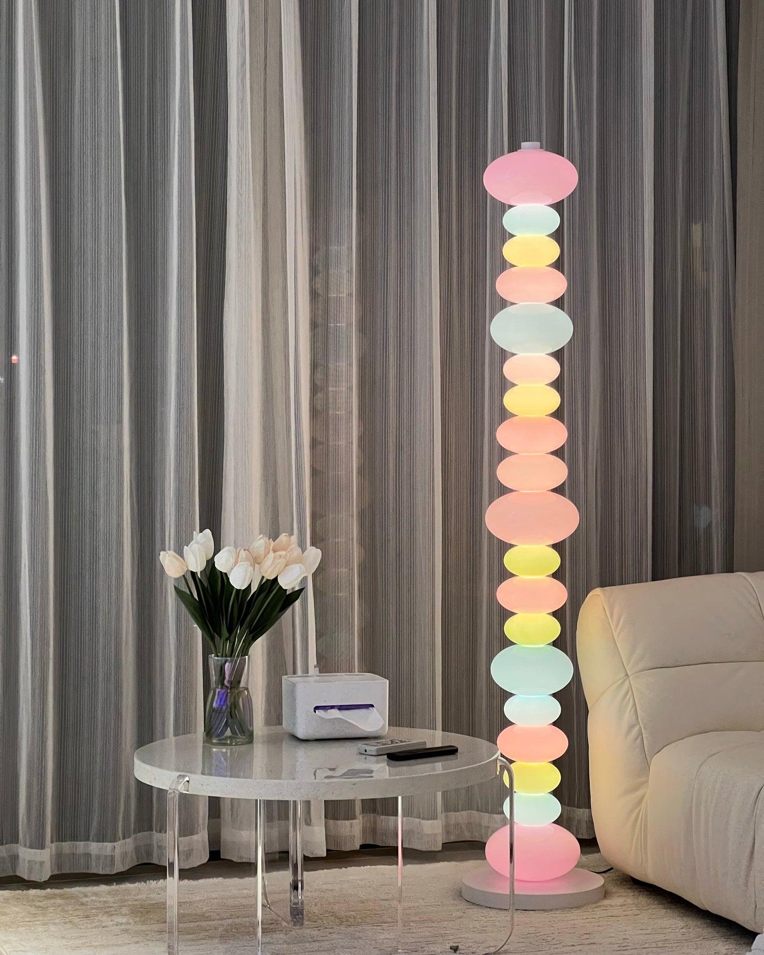 Modern Candy Glass Sphere Floor Lamp with Elegant Marble Base for Ambient Lighting