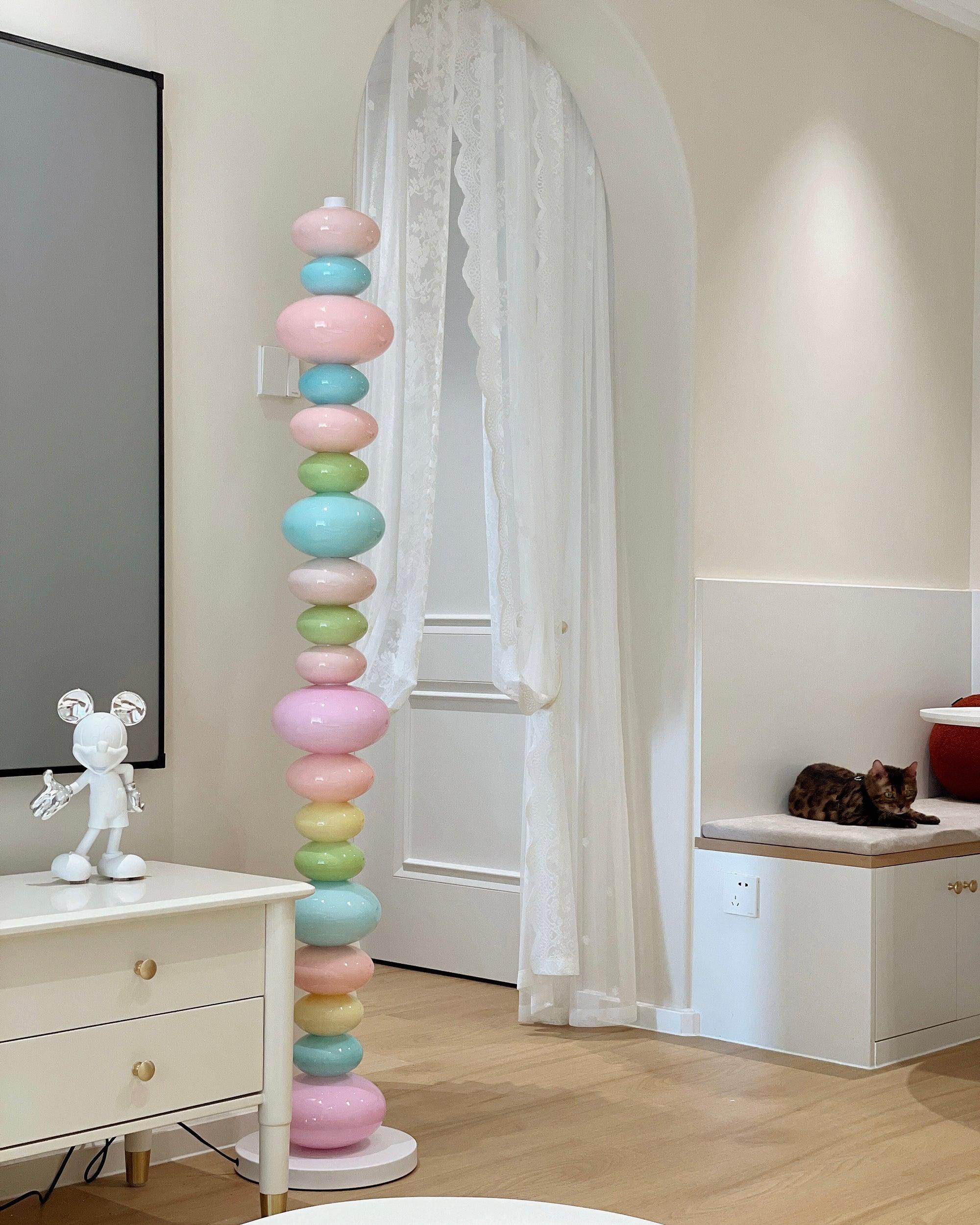 Modern Candy Glass Sphere Floor Lamp with Elegant Marble Base for Ambient Lighting