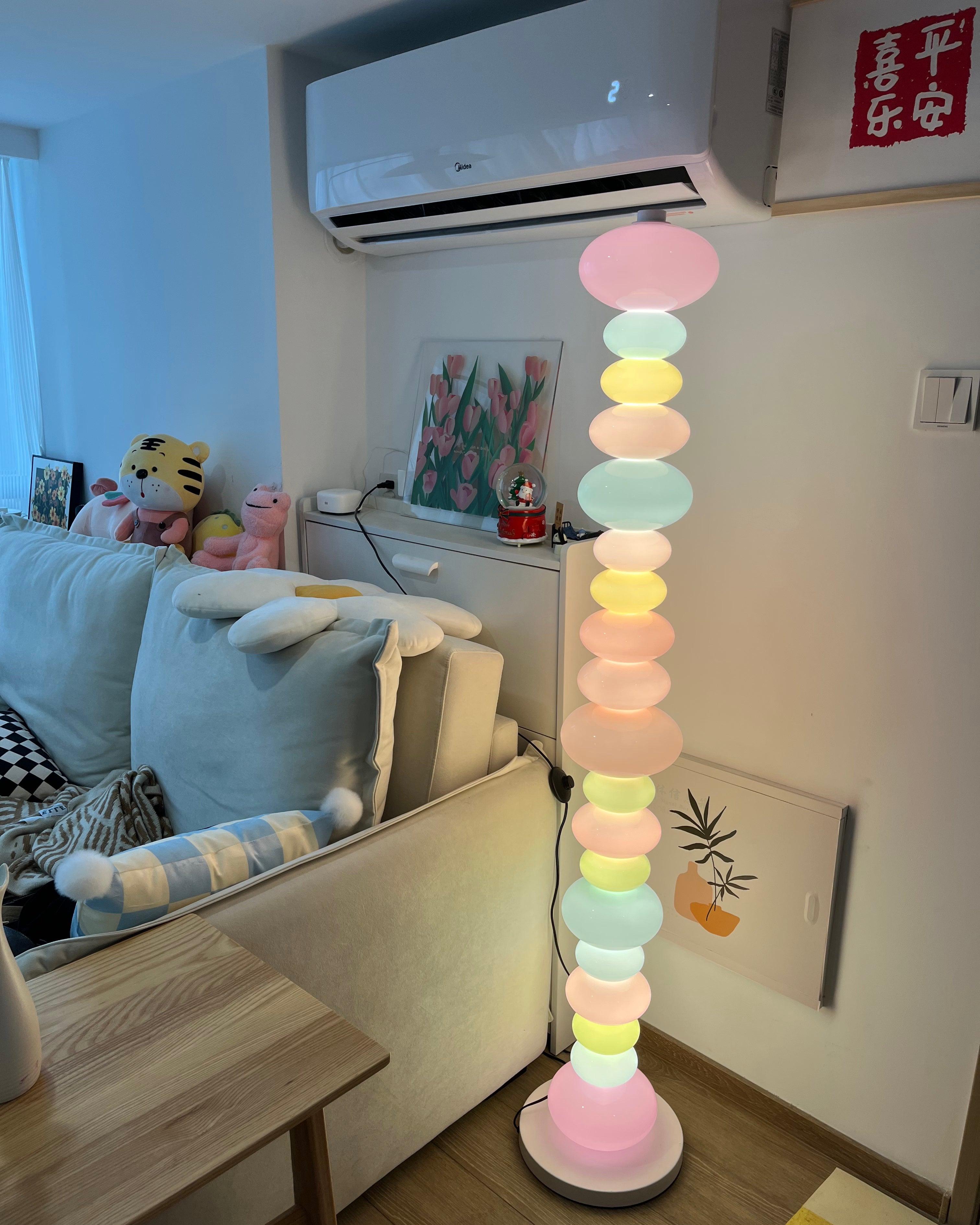Modern Candy Glass Sphere Floor Lamp with Elegant Marble Base for Ambient Lighting