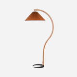 Scandinavian Beech Wood Floor Lamp with Pleated Linen Shade Mid Century Modern Standing Light