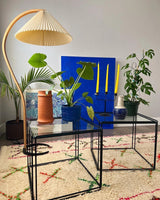 Scandinavian Beech Wood Floor Lamp with Pleated Linen Shade Mid Century Modern Standing Light