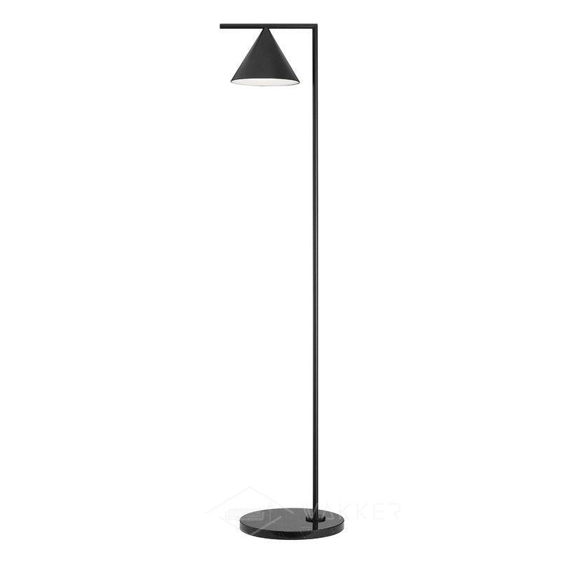 Minimalist Torchiere Floor Lamp with Rotating Cone Shade and Solid Marble Base