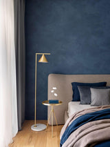 Minimalist Torchiere Floor Lamp with Rotating Cone Shade and Solid Marble Base