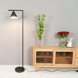 Minimalist Torchiere Floor Lamp with Rotating Cone Shade and Solid Marble Base