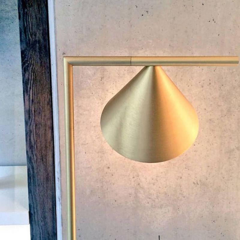 Minimalist Torchiere Floor Lamp with Rotating Cone Shade and Solid Marble Base