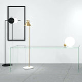 Minimalist Torchiere Floor Lamp with Rotating Cone Shade and Solid Marble Base
