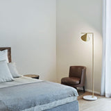 Minimalist Torchiere Floor Lamp with Rotating Cone Shade and Solid Marble Base