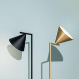 Minimalist Torchiere Floor Lamp with Rotating Cone Shade and Solid Marble Base