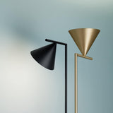 Minimalist Torchiere Floor Lamp with Rotating Cone Shade and Solid Marble Base