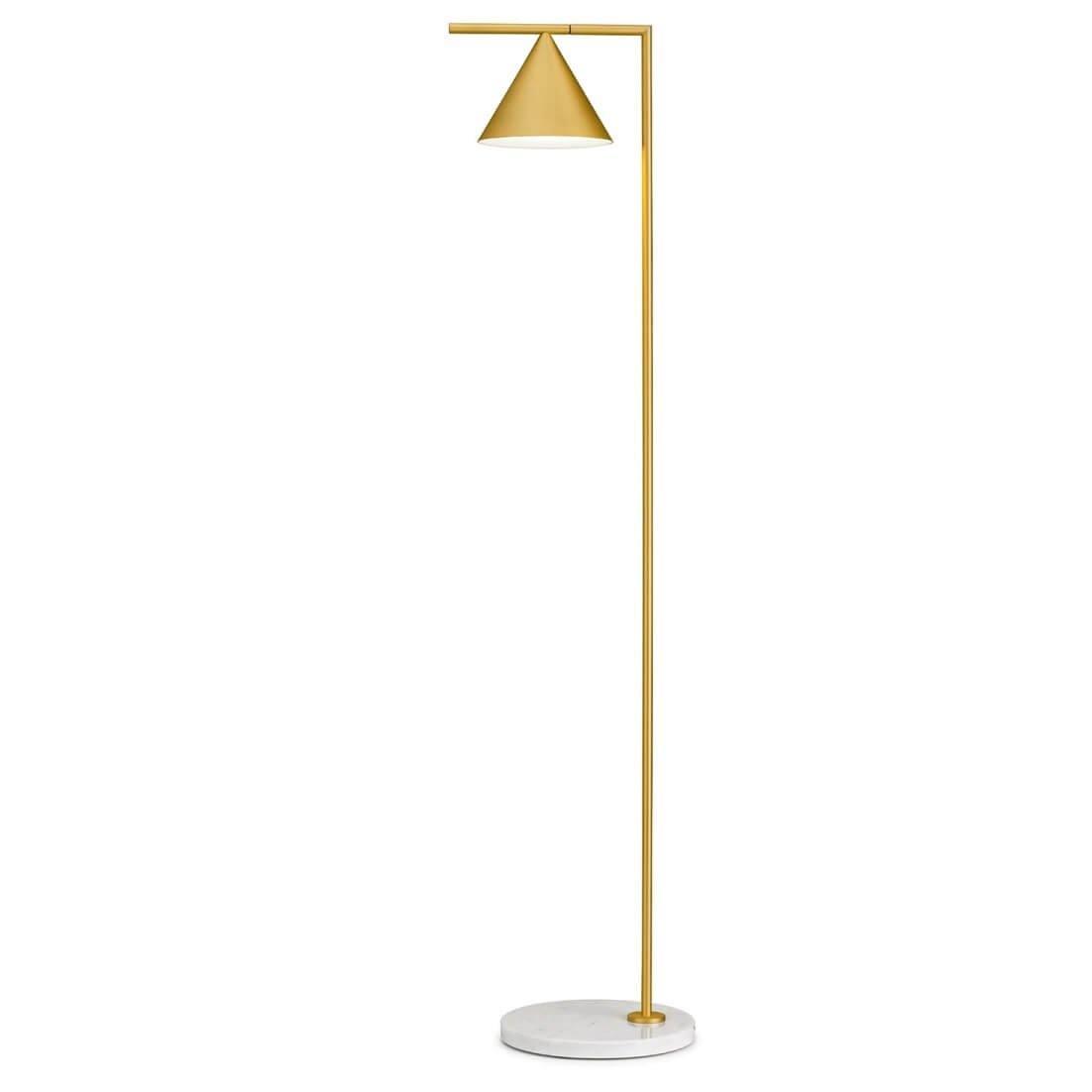 Minimalist Torchiere Floor Lamp with Rotating Cone Shade and Solid Marble Base