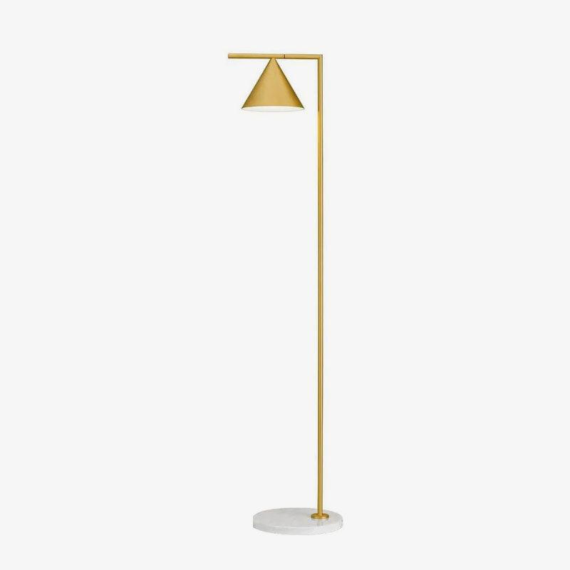 Minimalist Torchiere Floor Lamp with Rotating Cone Shade and Solid Marble Base
