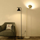Minimalist Torchiere Floor Lamp with Rotating Cone Shade and Solid Marble Base