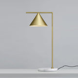Minimalist Torchiere Floor Lamp with Rotating Cone Shade and Solid Marble Base