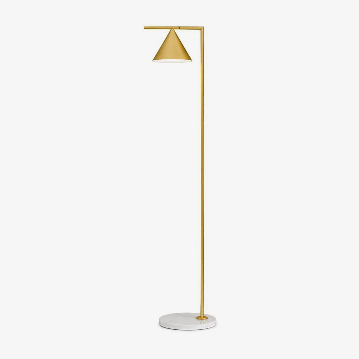 Minimalist Torchiere Floor Lamp with Rotating Cone Shade and Solid Marble Base