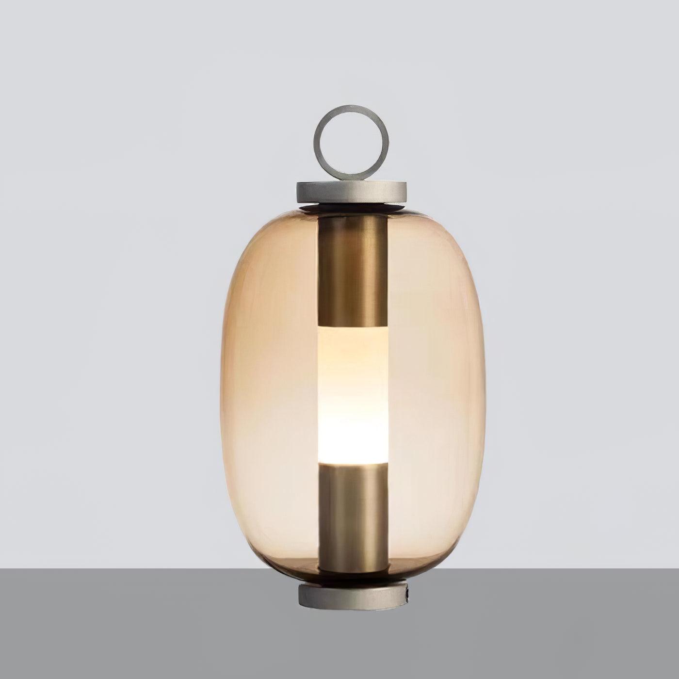 Carol Contemporary Glass Globe Nightstand Lamp with Brown Metal Base