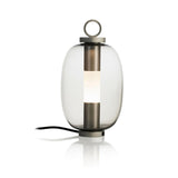 Carol Contemporary Glass Globe Nightstand Lamp with Brown Metal Base