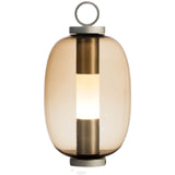 Carol Contemporary Glass Globe Nightstand Lamp with Brown Metal Base
