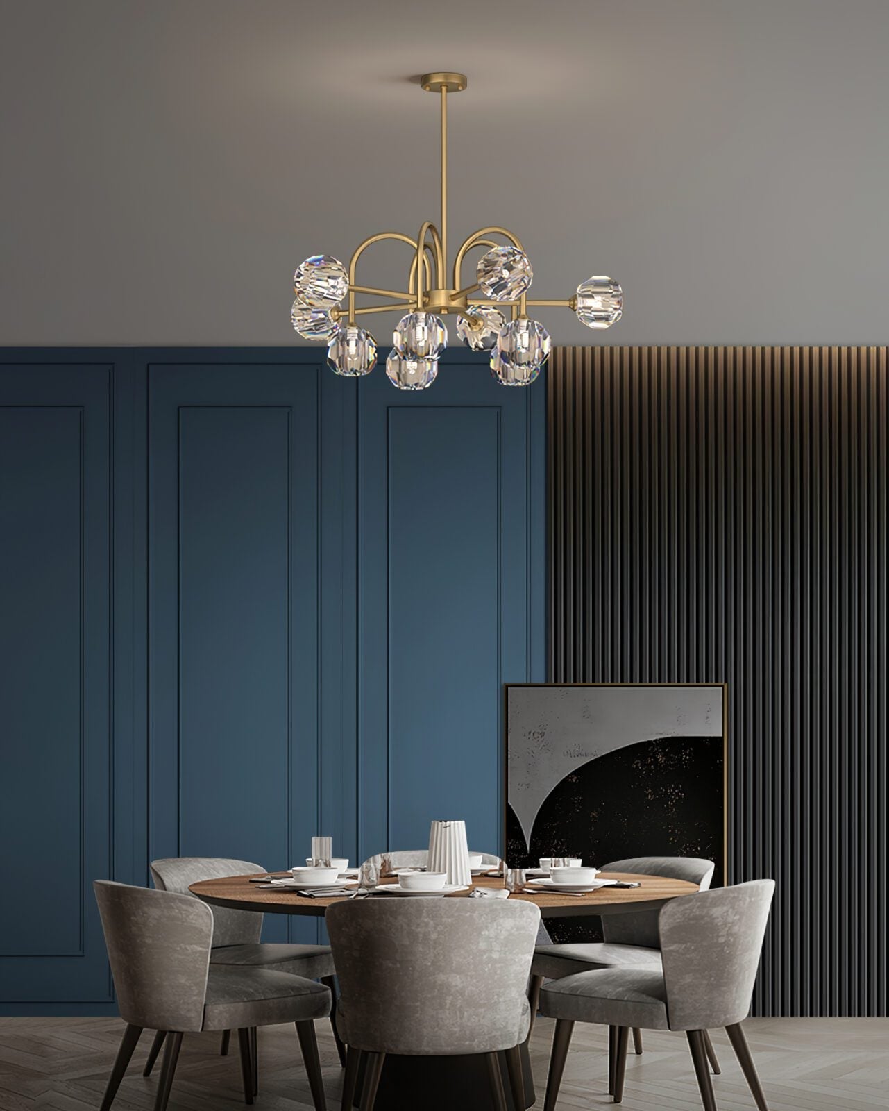 modern-brass-carousel-chandelier-with-clear-crystal-blooms-and-three-color-led-light