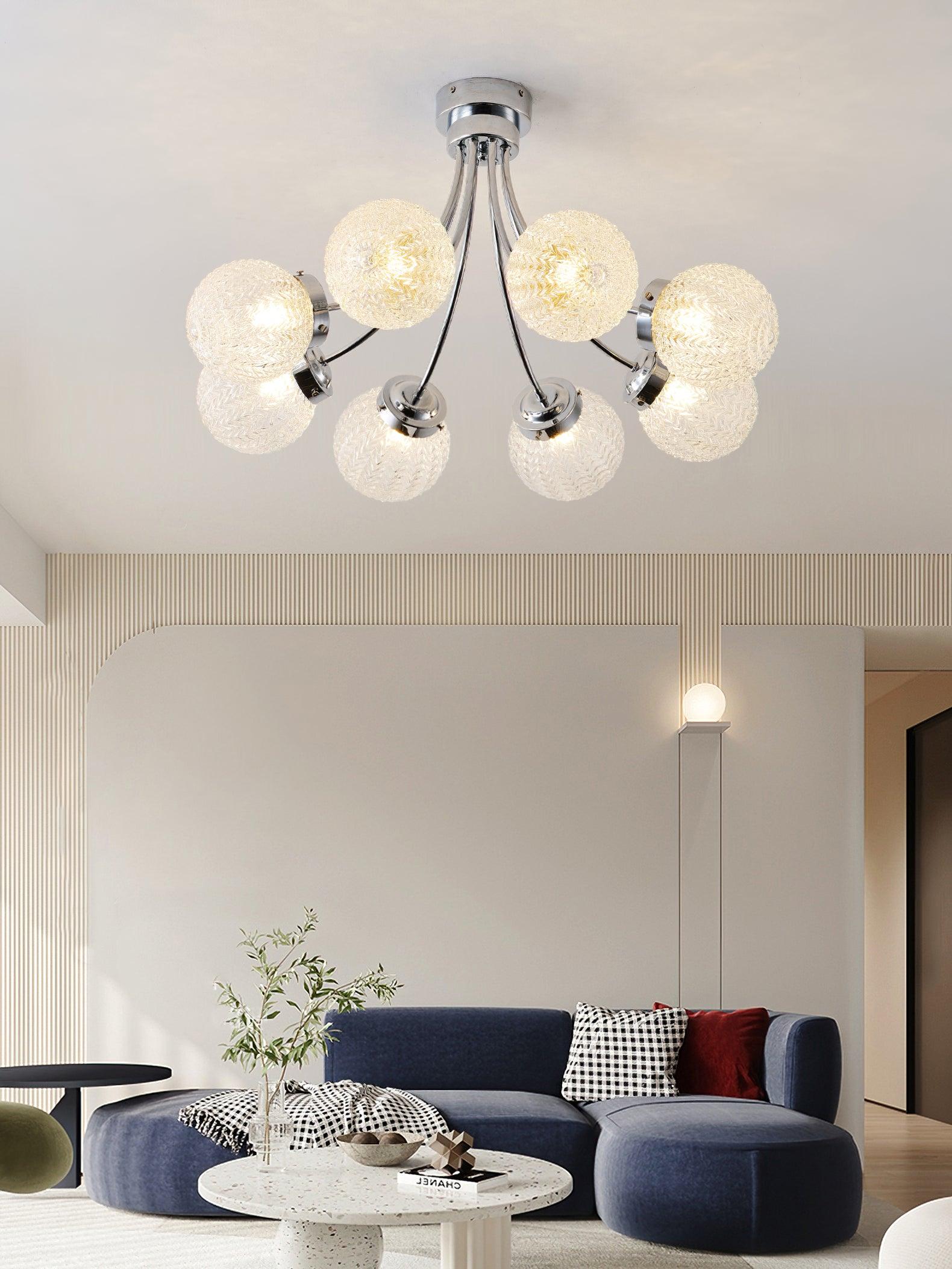 Elegant Carved Glass Flush Mount Ceiling Lamp for Modern Luxury Interiors