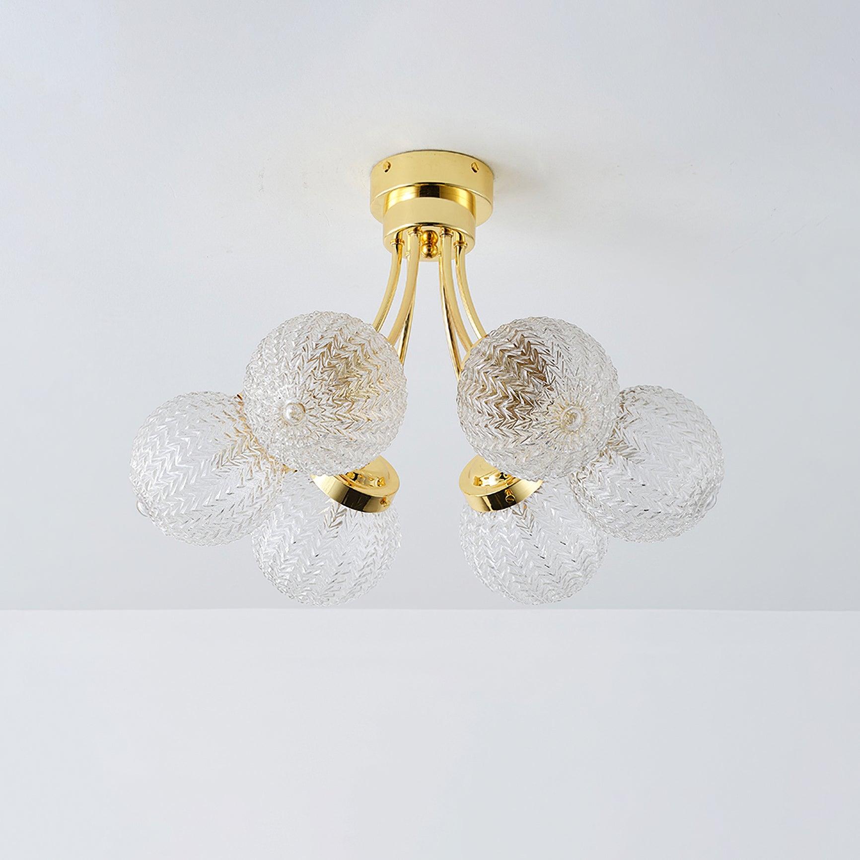 Elegant Carved Glass Flush Mount Ceiling Lamp for Modern Luxury Interiors