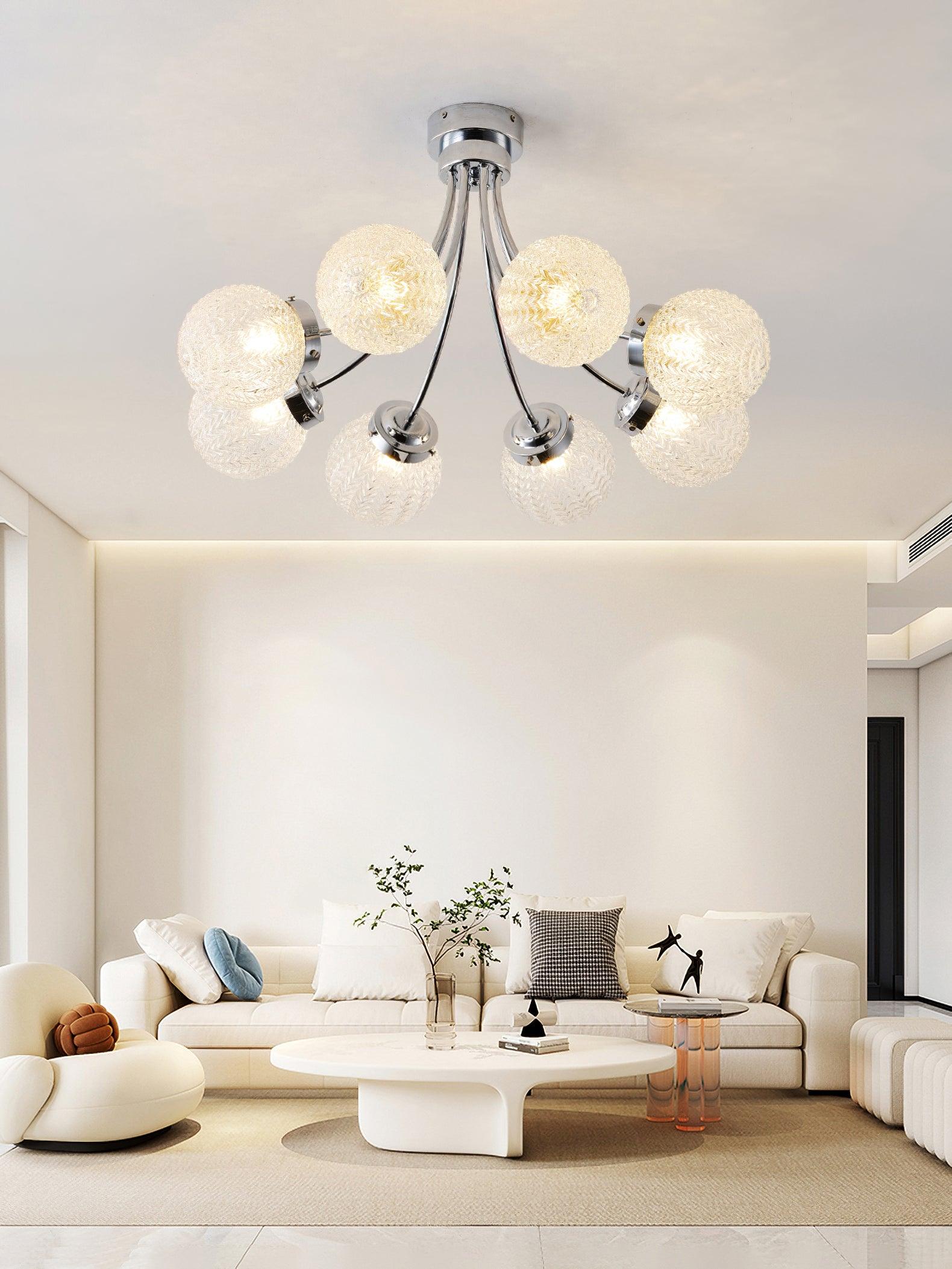 Elegant Carved Glass Flush Mount Ceiling Lamp for Modern Luxury Interiors