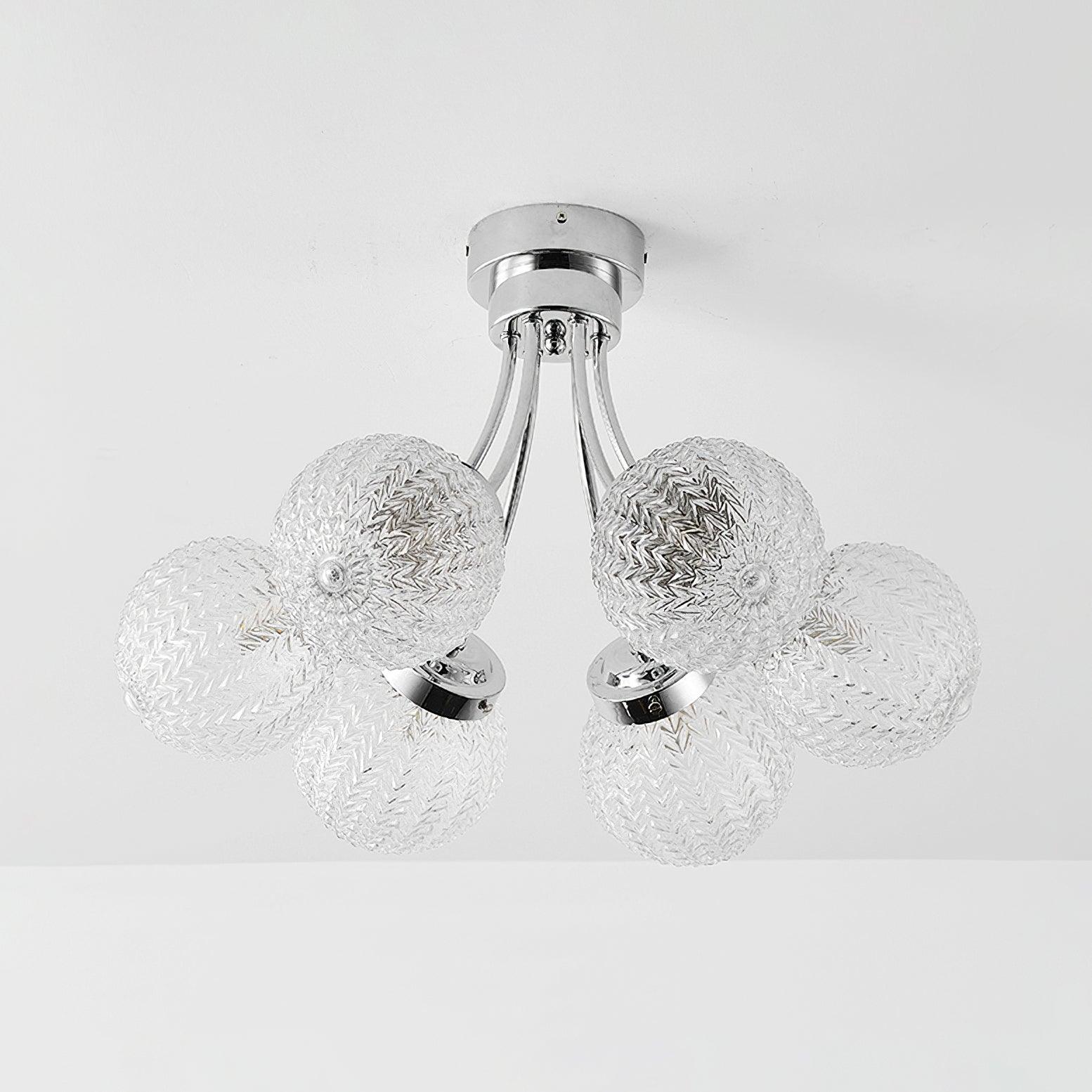 Elegant Carved Glass Flush Mount Ceiling Lamp for Modern Luxury Interiors