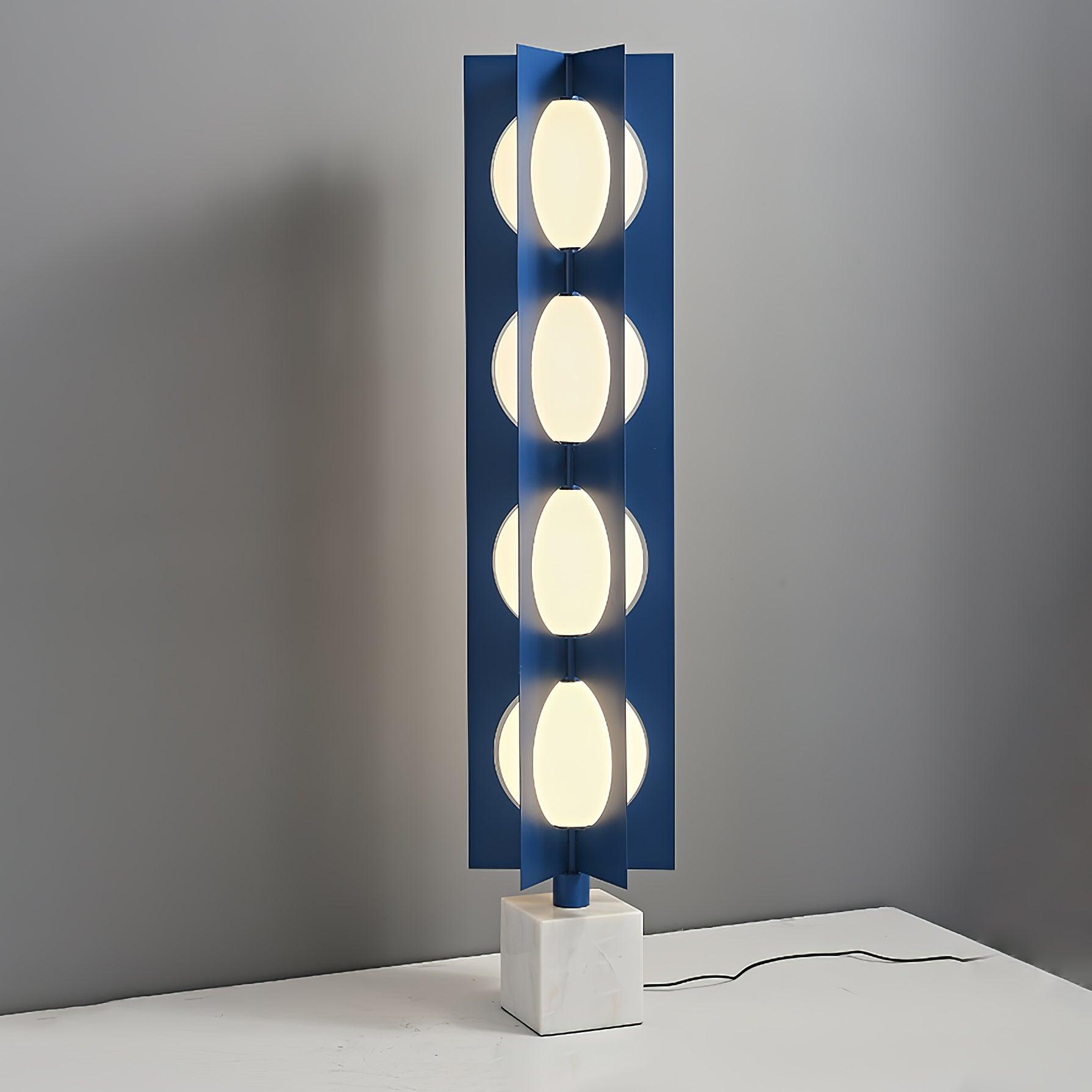 Modern Blue Column Cascade Tower Floor Lamp with Multi Tiered PVC Shades