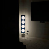 Modern Blue Column Cascade Tower Floor Lamp with Multi Tiered PVC Shades
