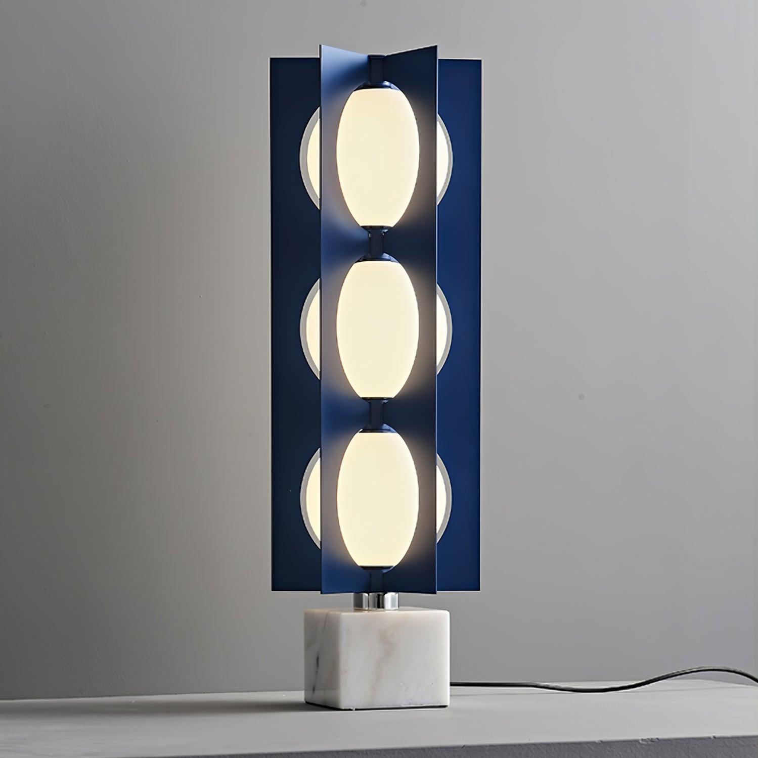 Modern Blue Column Cascade Tower Floor Lamp with Multi Tiered PVC Shades