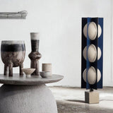 Modern Blue Column Cascade Tower Floor Lamp with Multi Tiered PVC Shades