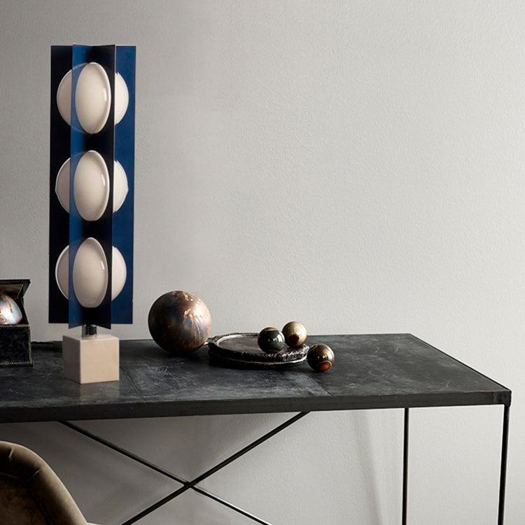 Modern Blue Column Cascade Tower Floor Lamp with Multi Tiered PVC Shades