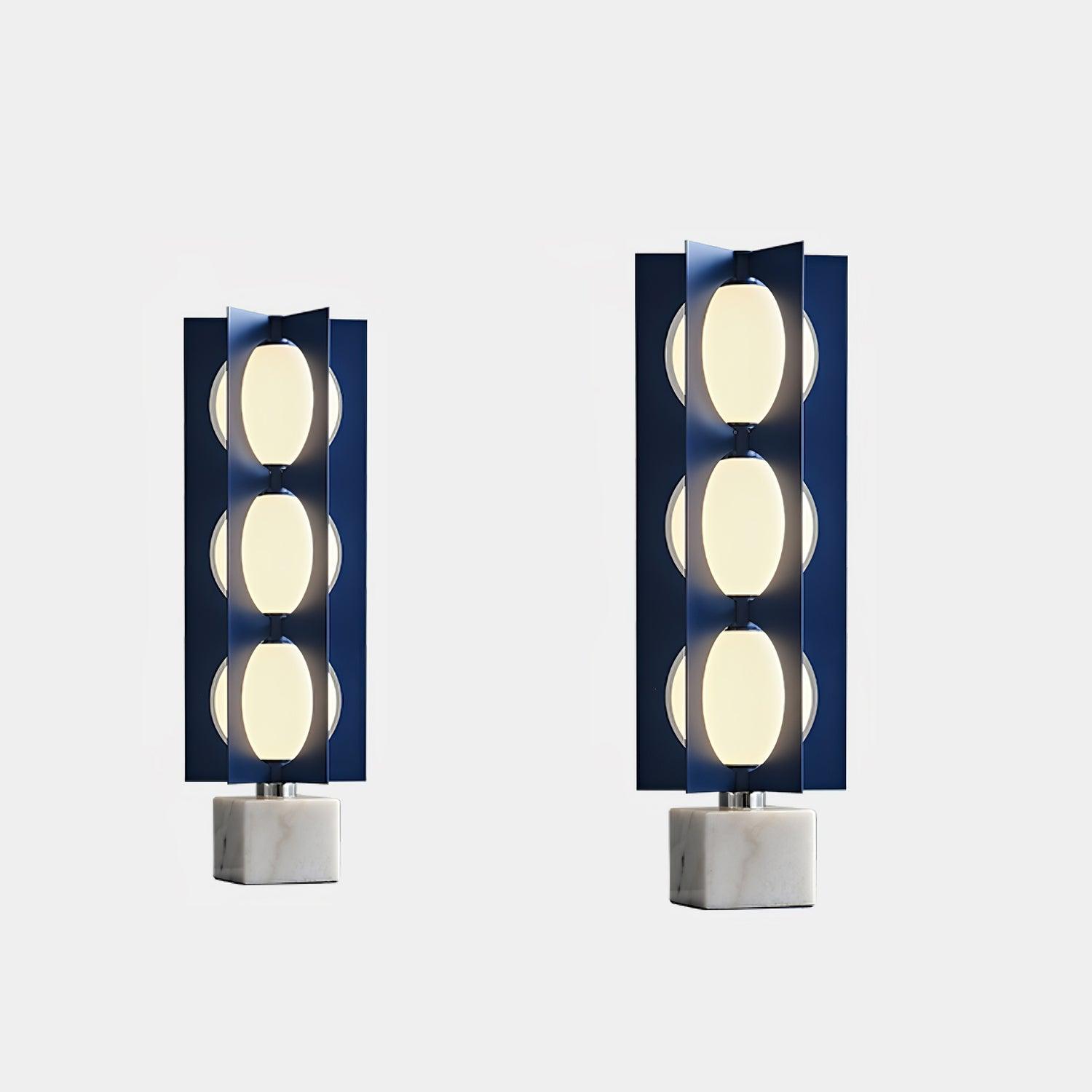 Modern Blue Column Cascade Tower Floor Lamp with Multi Tiered PVC Shades